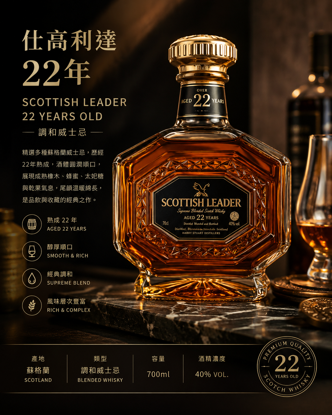 仕高利達 22年 調和威士忌